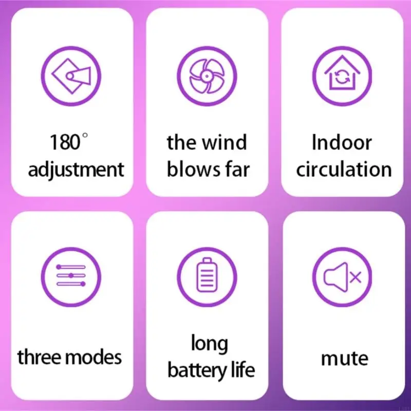L8RE مروحة محمولة صغيرة لسطح المكتب ومروحة تبريد هواء لاسلكية قابلة لإعادة الشحن