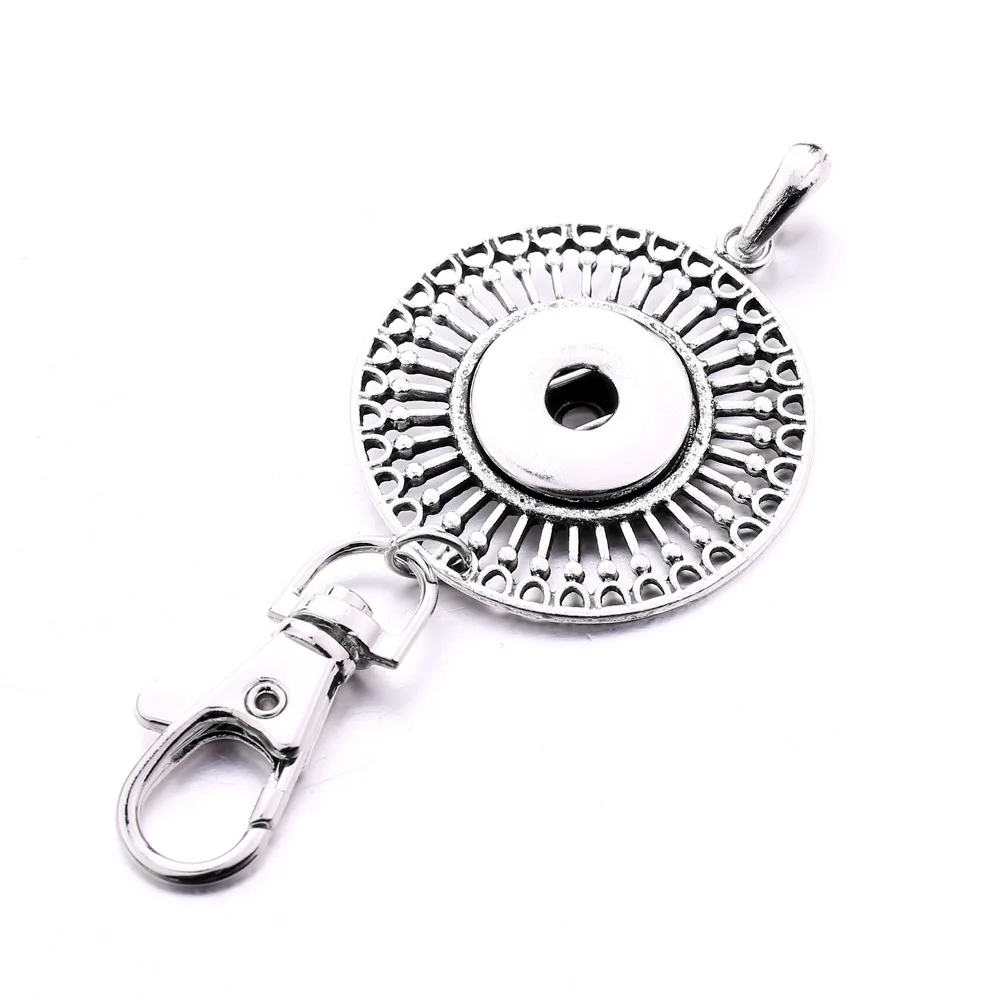 20pcs Lobster Clasp Hollow Round Alloy Metal Key Chains Jewelry 18mm Snap Button Key Ring Keyring