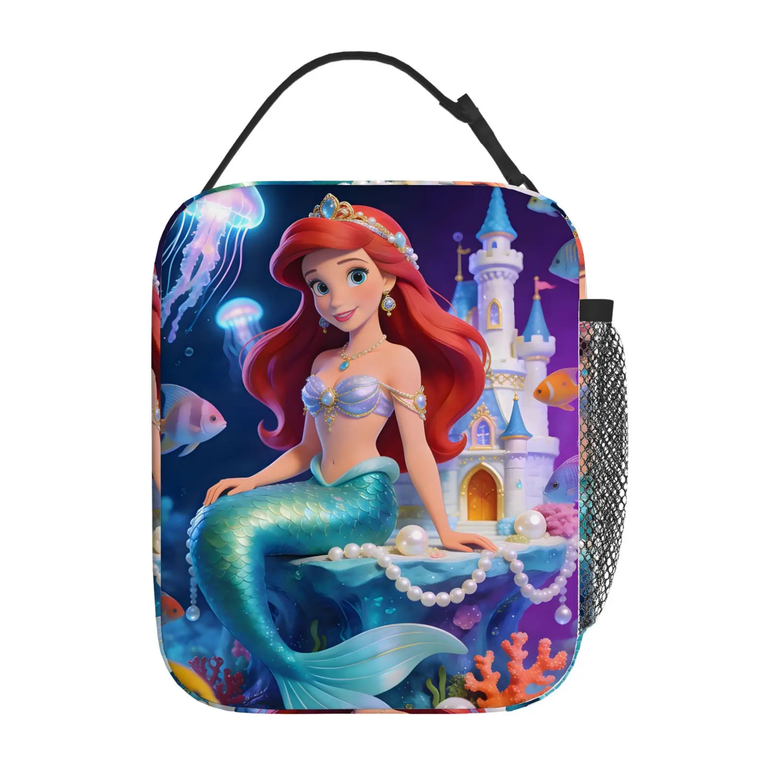 

1 шт. сумка для обеда с принтом в стиле Русалочки Ариэль, портативная сумка для еды, для поездок на работу, для пикника