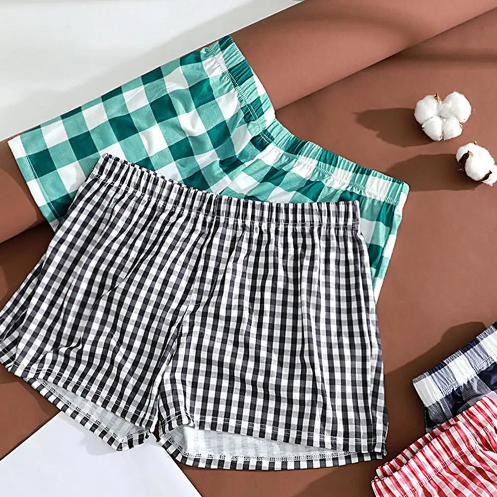 Comfortable Shorts Plaid Print Pajama Shorts Comfortable Sleepwear for Women Men Elastic Waist Lounge Bottoms Loose Fit Style