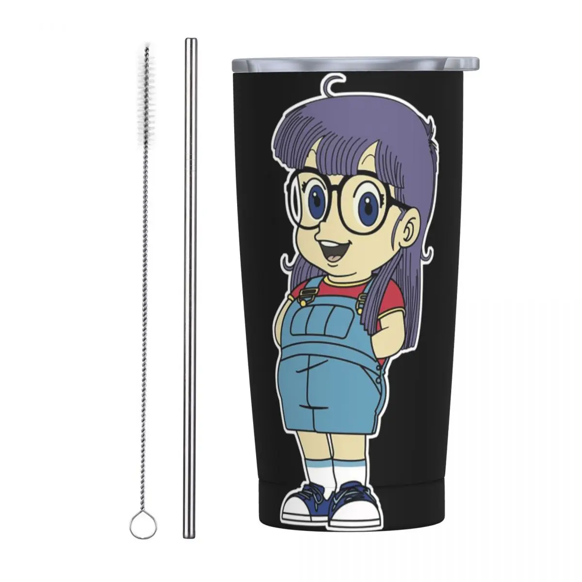 Arale Dr.Slump Stainless Steel Tumbler Vacuum Insulated Mug Thermal Cold Cup Straws With Lid 20oz