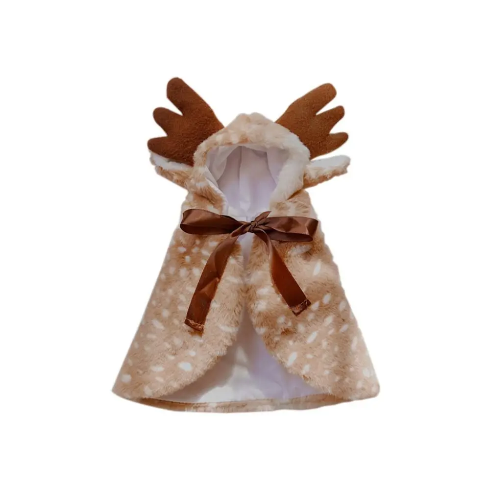 

Puppy Xmas Cloak Decorative Cat Elk Cloak Plush Soft Elk Dog Shawl with Antlers Hat Warm Christmas Elk Cape Christmas