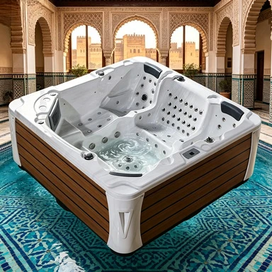 Whirlpool Spa Jacuzzi Massage Bathtub Hydrotherapy Acrylic 5 Person Outdoor Balboa System with LED Lighting Waterfall