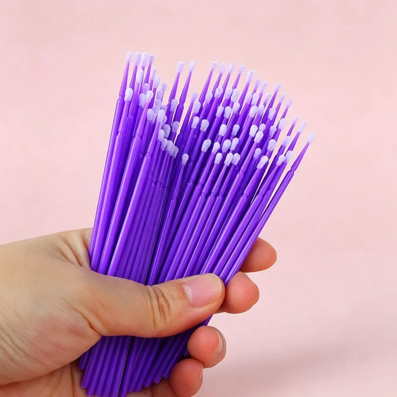 100/500Pcs Eyelash Cleaning Brush Lash Extension Micro Cotton Swab Individual Eyelashes Microbrush Beauty Makeup Clean Remover