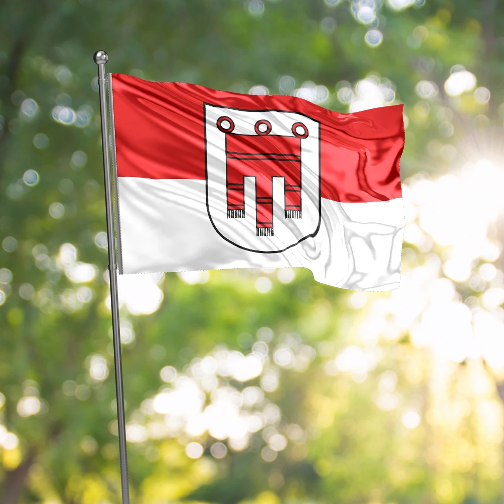 Bandera de Vorarlberg de 3x5 pies, color vivo, un estado de banderas austriacas de poliéster con ojales de latón