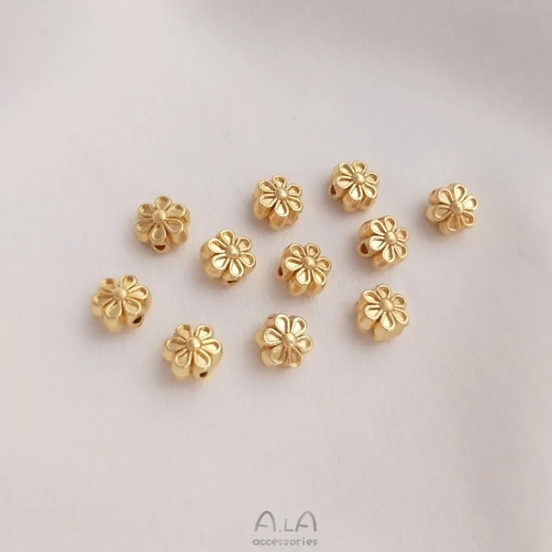 14K Gold Color Peach Blossom Plum Blossom Lotus Bead Spacer Loose Bead DIY String Bracelet Necklace Jewelry With Bead Material