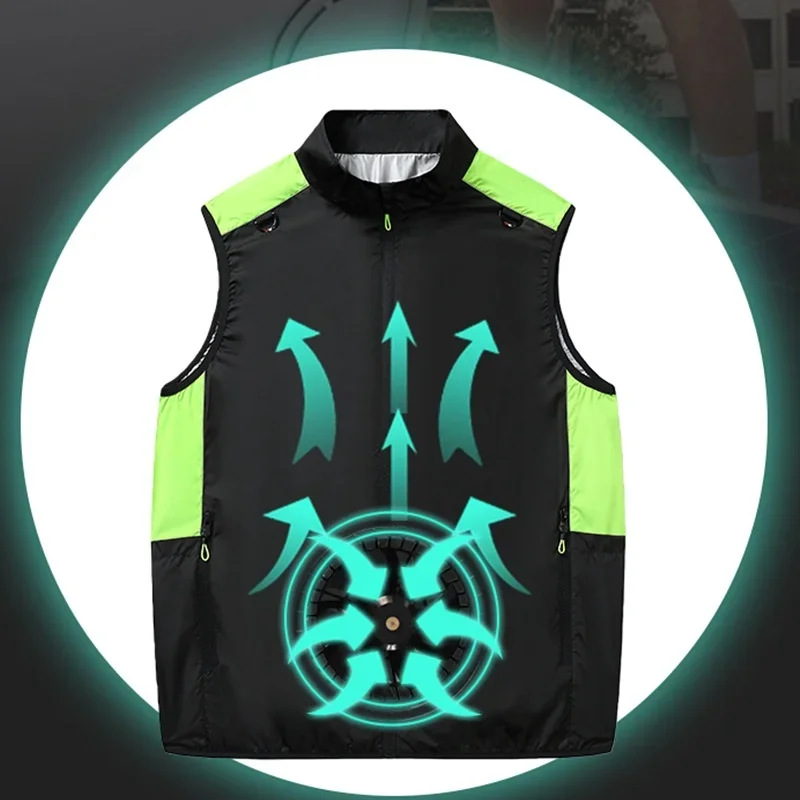 Summer Cooling FanVest Unisex 3-Speed Adjustable Sleeveless WorkwearBreathableAir Conditioned Clothes for Outdoor WorkingFishing