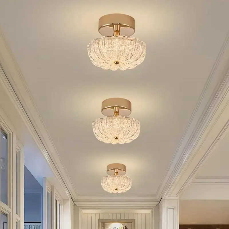 

Modern Minimalist Pumpkin Shaped Entrance Hallway Ceiling Light Luxury French Style Small Pendant Lamp for Doorway Corridor