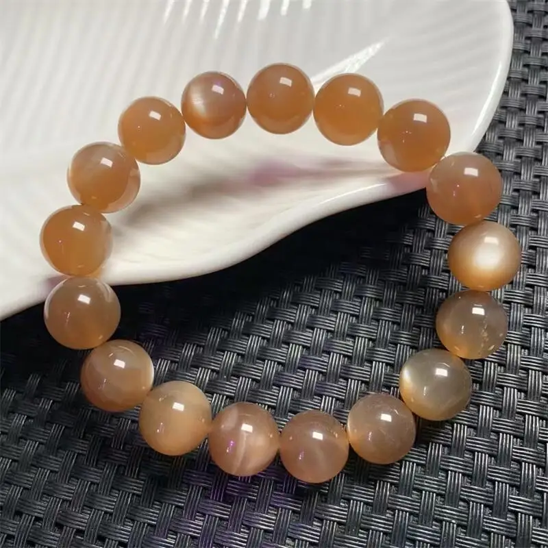

12MM Natural Moon Stone Bracelet Healing Handmade Women Jewelry Stretch Bangle Children Birthday Gift 1PCS