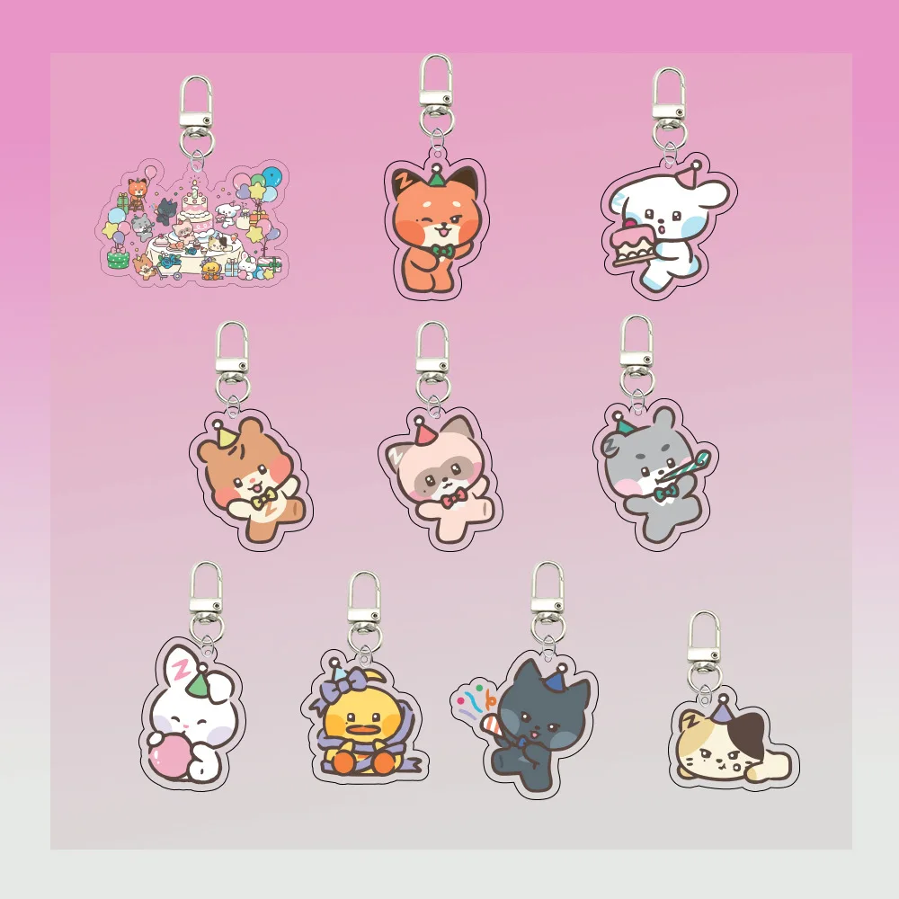 

Kpop South Korean Boyband 2025 New ZB1 Cartoon Cartoon Transparent Acrylic Keychain, Keychain Bag Pendant, Celebrity Accessories