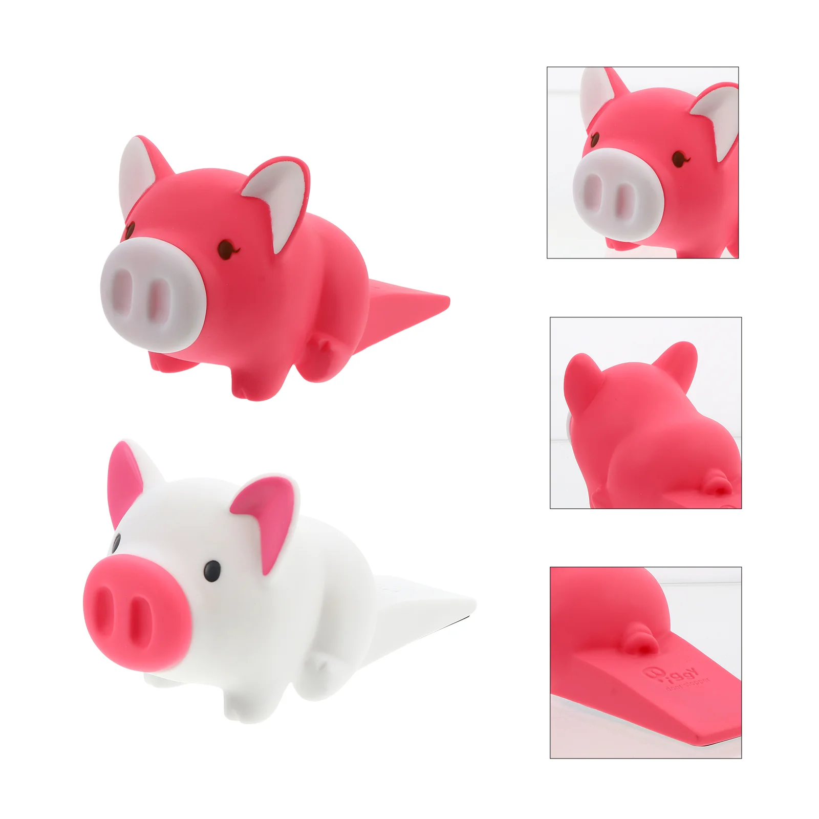 

2 Pcs Doorstop Wall Floor Protectors Pig Stopper Block Cartoon for Children No Punching