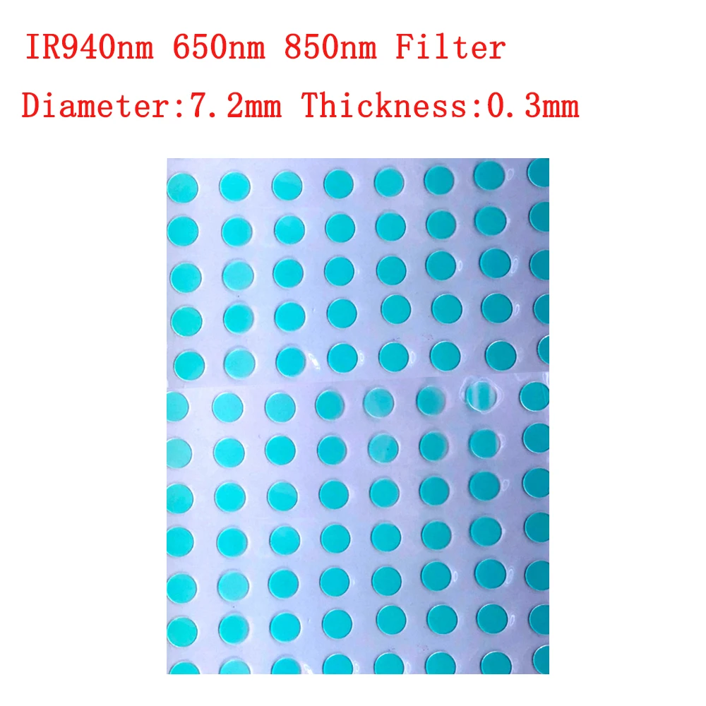 PU`Aimetis 5PCS 850mn 940nm 650nm IR-Cut Filter Lens Optical Blocking Round Diameter 7.2mm Thickness 0.3mm