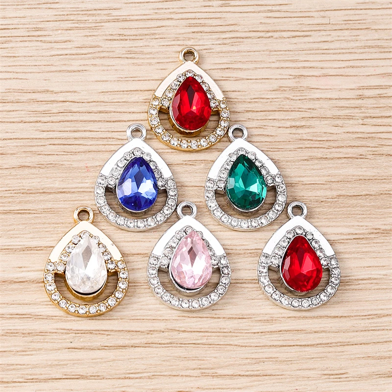 10 Stück, 15 x 20 mm, zarte Kristall-Wassertropfen-Anhänger zum Basteln von Schmuck, Ohrringen, Halsketten, Armbändern und als Accessoires für DIY-Geschenke. – Detail 11