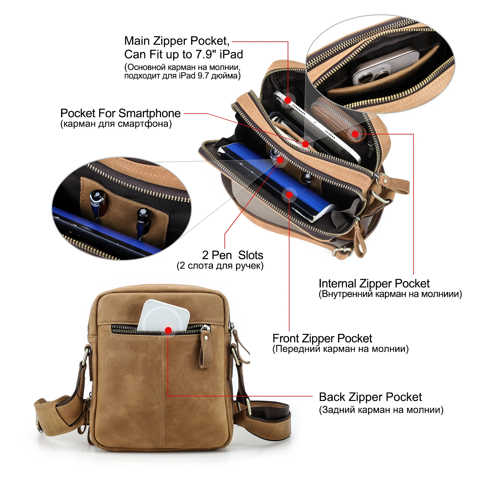 CONTACT\'S Casual Men Messenger Bags Genuine Leather Men\'s Shoulder Bag Famous Brand Design Male Bag High Quality Vintage Bolsos