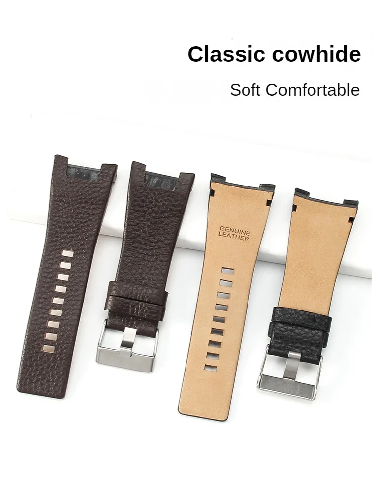 For Diesel Watch Band Men\'s Dz4246 Dz1273 Dz1216 Waterproof Comfortable Soft Genuine Leather Concave Interface Accessories