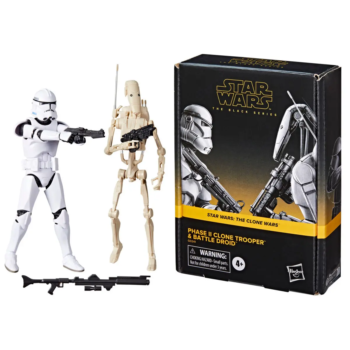 In Stock Original Hasbro Star Wars The Clone Wars The Black Series Phase II Clone Trooper Battle Droid 2 Pack Collectible Figure