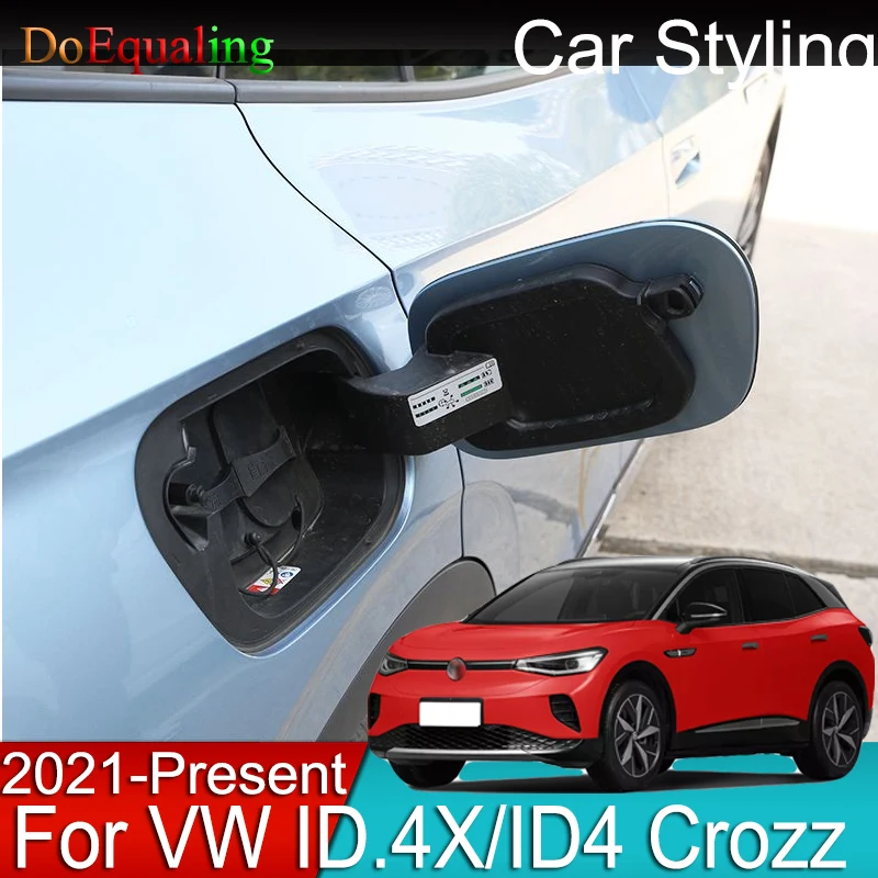 For Volkswagen VW ID.4X ID .4 Crozz 2023 Car Charging Cover Sequins Port Stainless Steel Decorative Sticker 2022 2021