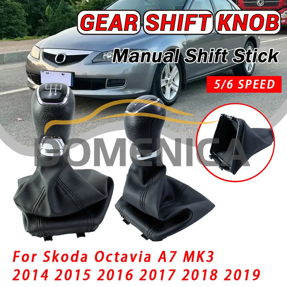 High Quality Car Accessories For Skoda Octavia A7 MK3 (2014-2019) Car Gear Shift Knob 5 / 6 Speed Gaiter Boot Cover Car Styling