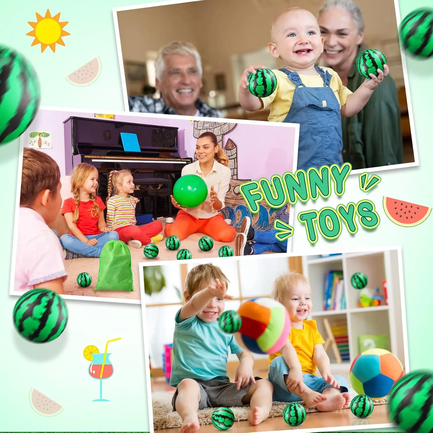 5/10/20 قطعة كرات الضغط البطيخ كرات رغوة الإجهاد المخلص اللعب هدايا الحفلات للأطفال مدرسة كرنفال لوازم الحفلات 2.5 بوصة #6