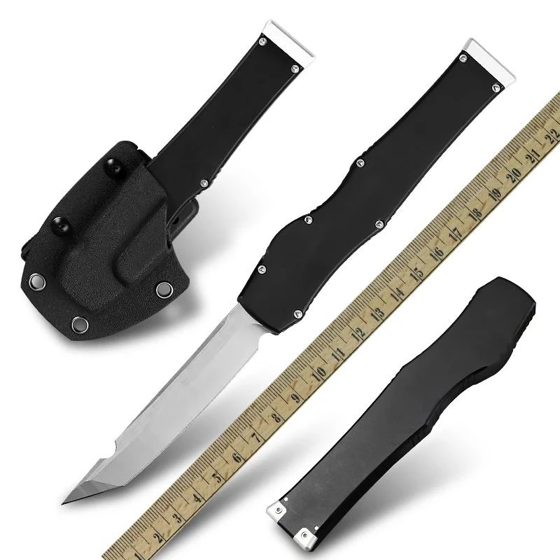 Military Tactical Knife D2 Steel  Automatic Hunting Survival Folding Fixed Peeling Blade Camping EDC Tools