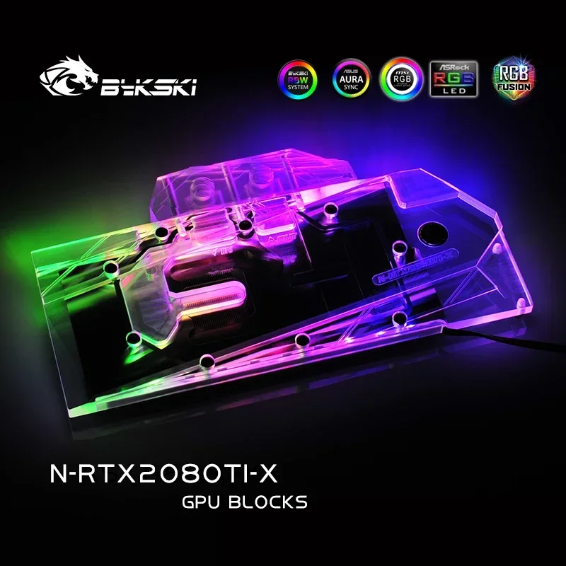 Водяной блок графического процессора Bykski для NVIDIA GeForce RTX 2080Ti/2080 Founders Edition 11 ГБ GDDR6/Reference Edition/N-RTX2080TI-X