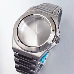 Tandorio Silver Sapphire Glass Watch Case Fit for NH35 NH36 NH38 ETA2824 PT5000 Automatic Mechanical Watch Case Parts