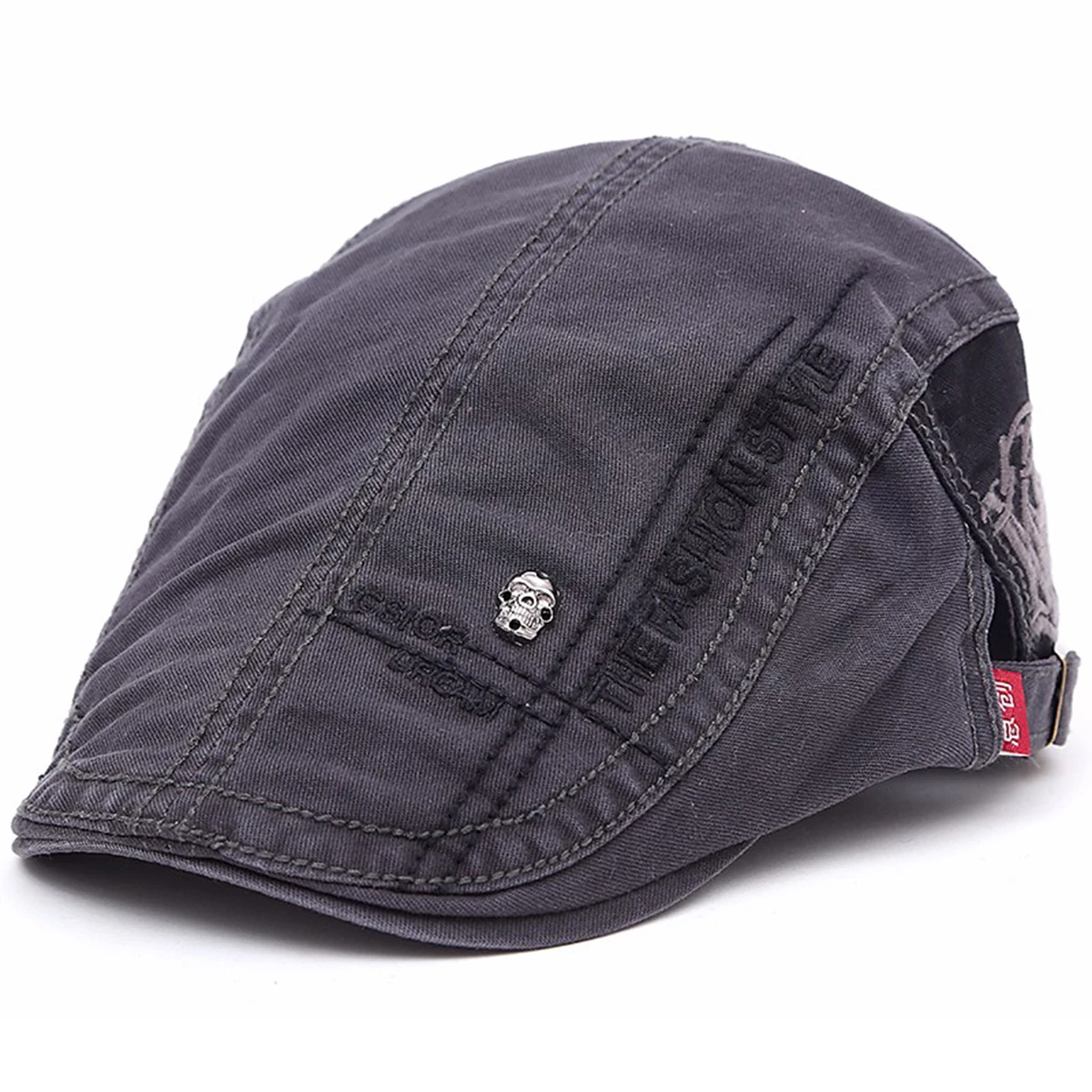 قبعات رجالي مسطحة قابلة للتعديل ، قبعات الرسامين البريطانيين ، قبعات الهيب هوب ، قبعة ذات ذروة ، ملصق شريط الجمجمة ، الربيع والخريف