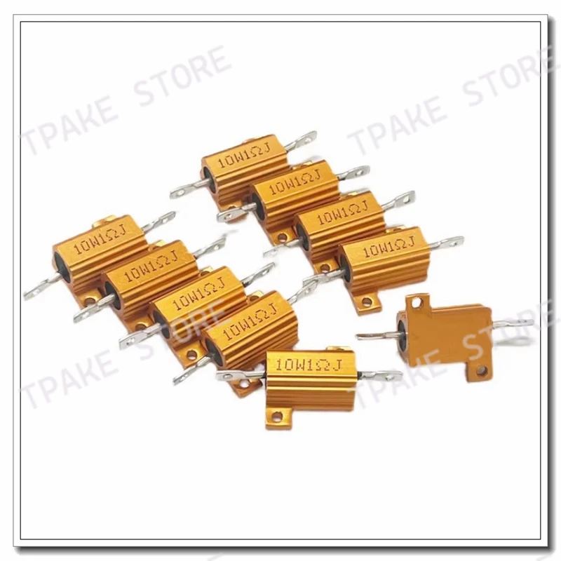 Gold Aluminum Shell Resistor RX24 10W 0.22 0.33 27 36 39 47 100 150 430 620 820 910 22K 68K 100K Ohm 10Watts