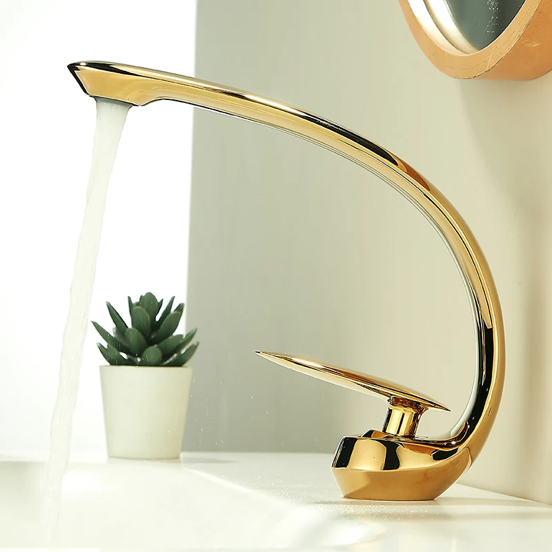 Gold light luxury washbasin faucet bathroom, all copper