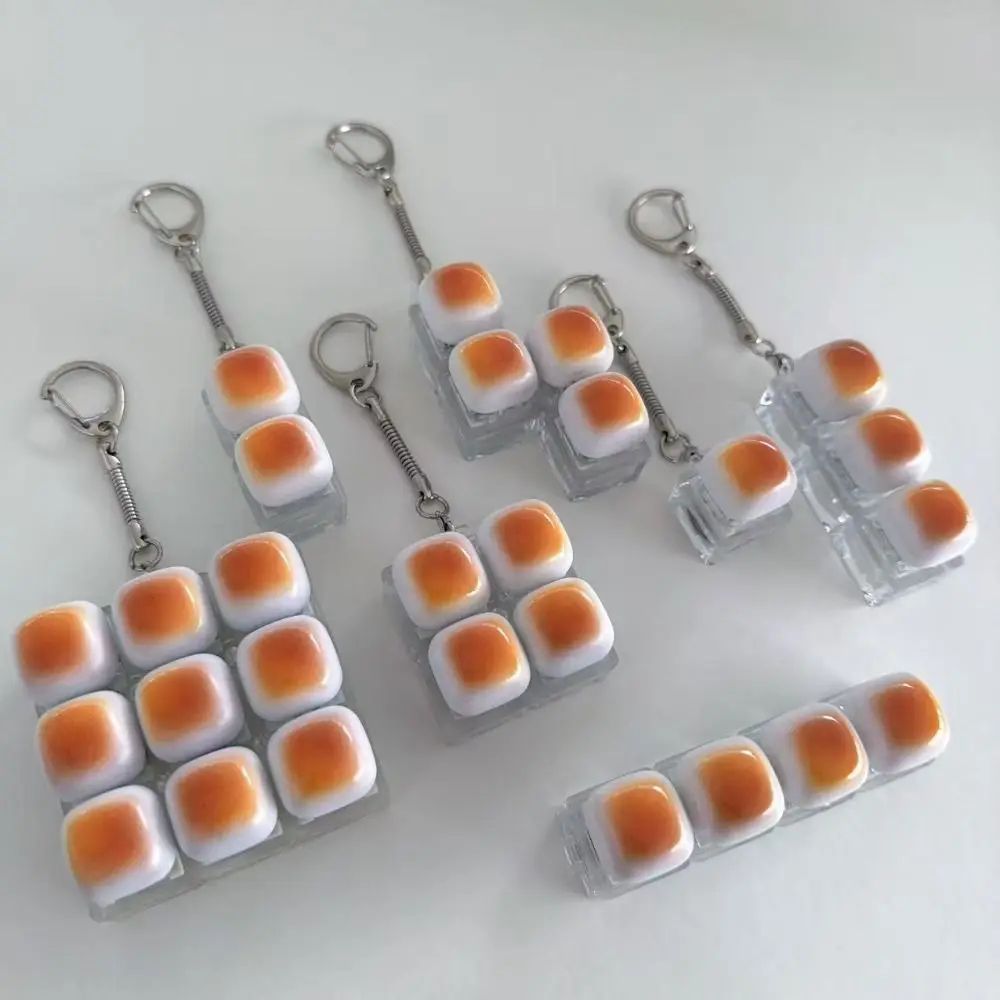 Caramel Bread Design Button Keycap Fidget Keychain with Light Keys Button Finger Keyboard Cap Relief Stress Pass The Time