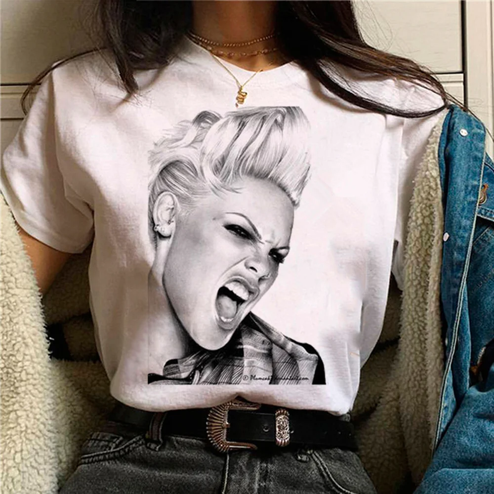 Pink p Nk t-shirts women summer funny tshirt girl anime comic 2000s clothing