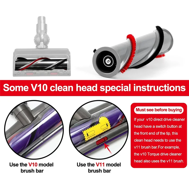 Roller Brush and Soft Tiras de pelúcia para Dyson V11 Aspirador sem fio, Peças de reposição, Acessórios, 5pcs