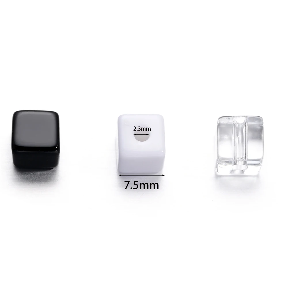 30pcs/Lots 7.5mm Acrylic Cube Shaped Beads Square Spacer Loose Beads for DIY Bracelet Necklace Earring Jewelry Making Supplies