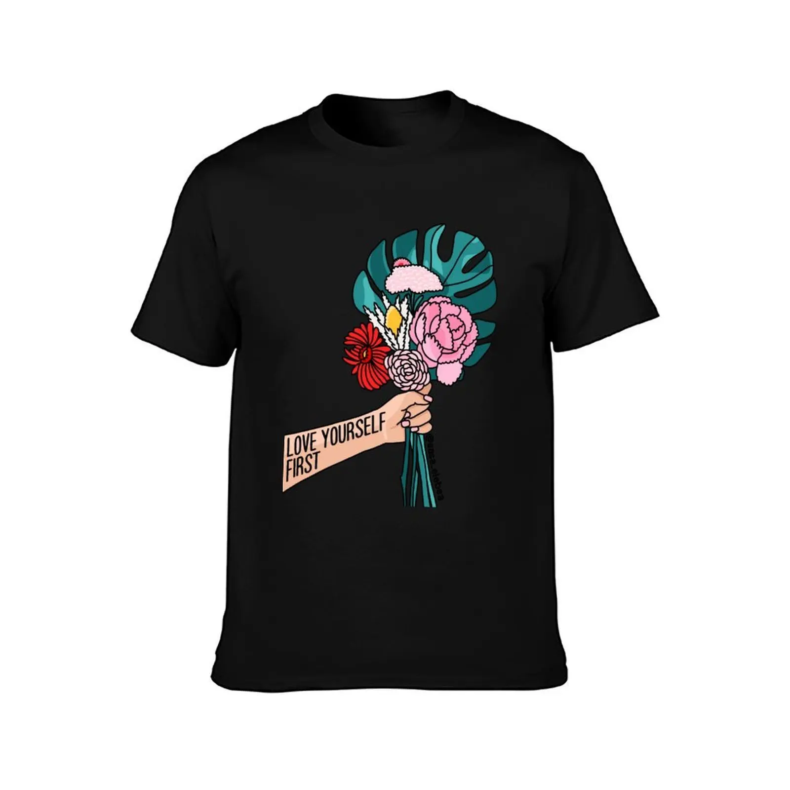Love yourself first by Sasa elebea T-Shirt, Summer Casual Cotton Tee, Oversized Streetwear Tops, Vintage Graphic Print