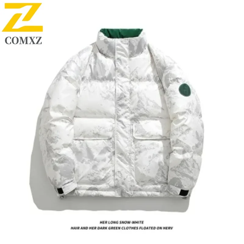 COMXZ Winter Jacket High-End Warm Cold Proof Skiing Puffer Jacket Street Loose Trendy Korean Version Down Jacket Men's Clothing