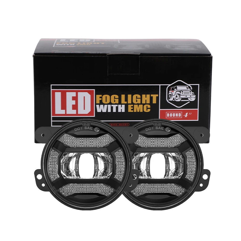 2PCS 4Inch LED Fog Auxiliary Lights Passing Lamps for JEEP Wrangler JK TJ Off-Road Modification Accessories Automotive Fog Light