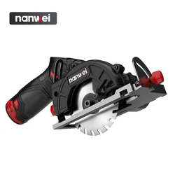 Nanwei 12v serra circular elétrica mini 3-3/8in 85mmcarregamento de lítio carpintaria serra elétrica portátil nuvem máquina de corte de pedra