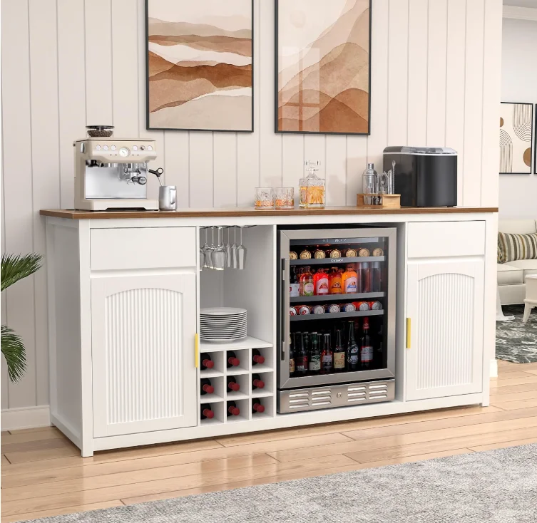 Home Bar And Fridge - 78.7인치 홈 바 캐비닛, 냉장고 공간