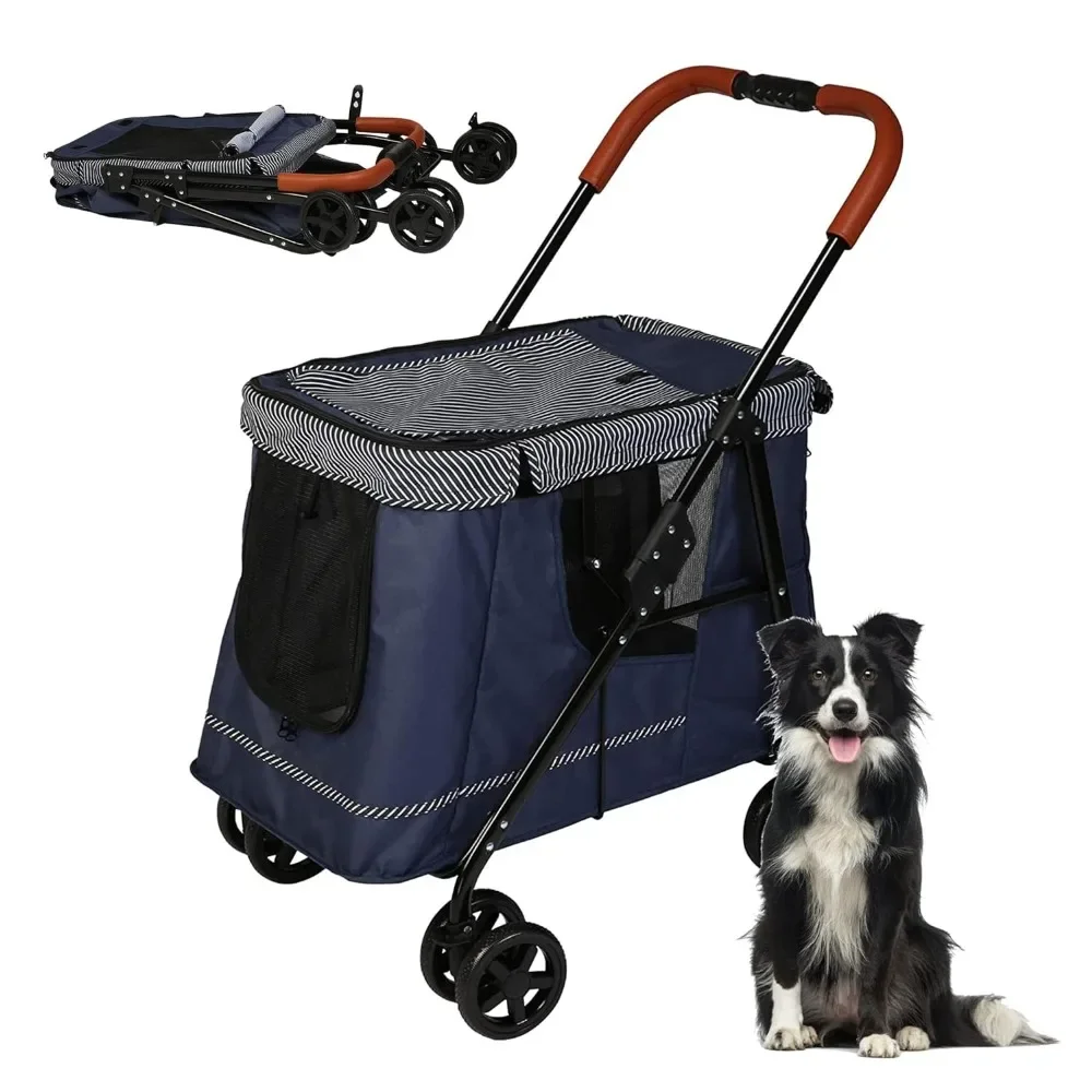 

Pet Cart, 2-in-1 Detachable Small Dog/Cat Holder with 4 Wheels, Equipped with Storage Basket and Adjustable Handle, Pet Cart