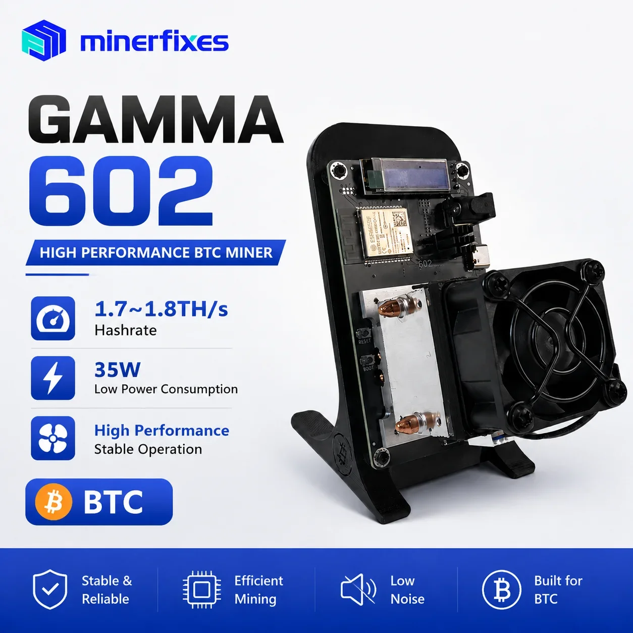 Bitaxe Gamma 602 업그레이드 2026 새로운 비트코인 ​​채굴기 BM1370 1.7~1.8TH/s 35W 암호화폐 채굴기 솔로 BTC 로터리 채굴기