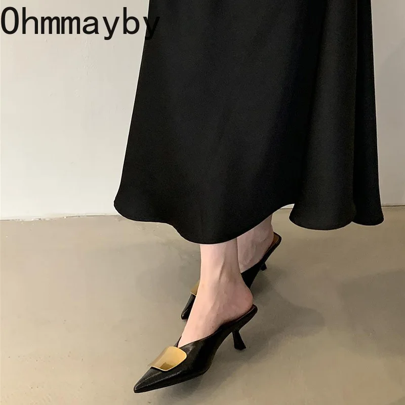 أزياء أشار تو النساء البغال النعال أنيقة زخرفة المعادن السيدات الشرائح ربيع الخريف الأحذية في الهواء الطلق #6