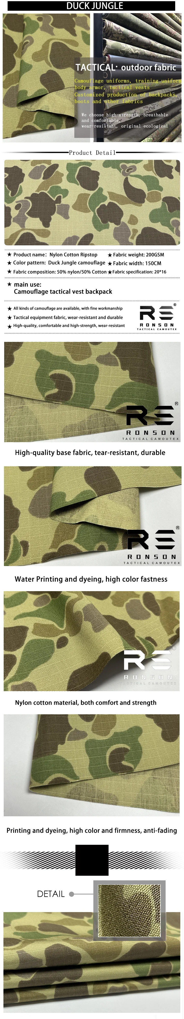 NC5050 Enten-Tarnmuster Nylon-Baumwoll-Gewebe Dschungel-Wüsten-Taktische Uniform - Multicam Taktische Kleidung – Detail 2
