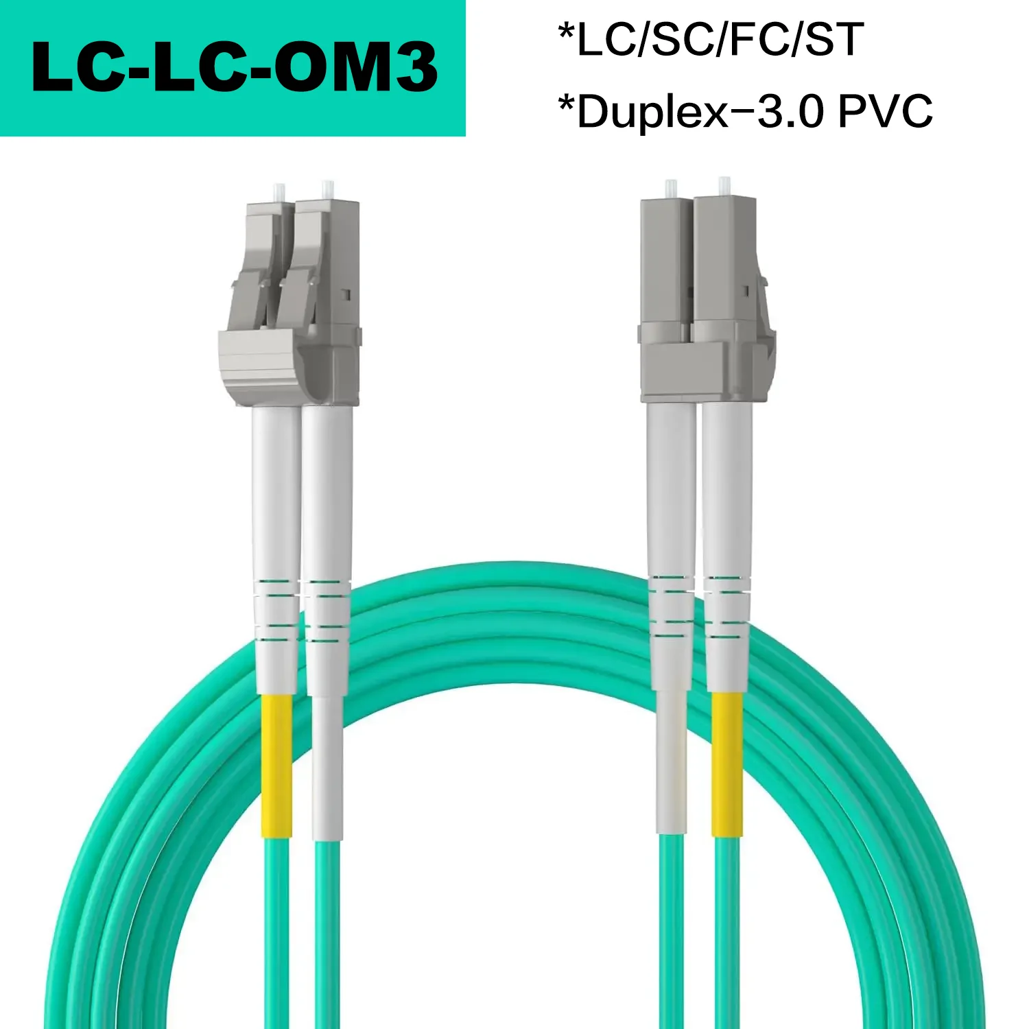 

LC /SC/FC/ST OM3 Fiber Patch Cable 10Gb/Gigabit Multi-Mode Jumper Duplex 50/125μm PVC Fiber Optic Cord for SFP Transceiver