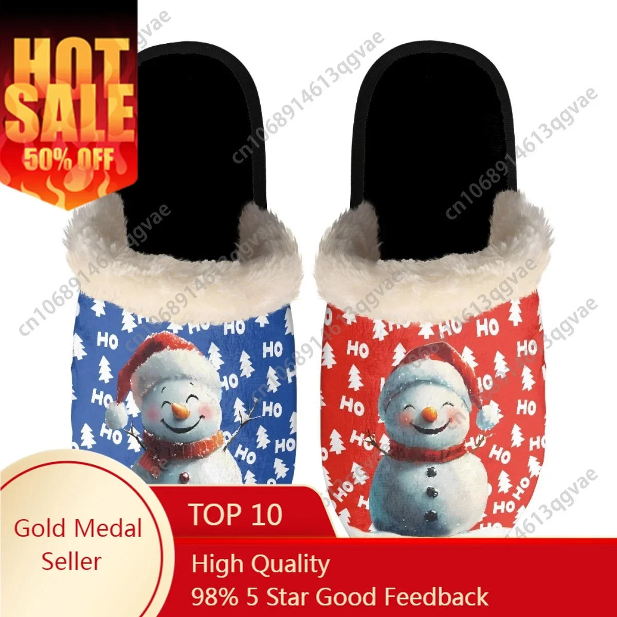 

Christmas HO Snowman Steed Slippers Mens Womens Home Cotton Plush Bedroom Casual Keep Warm Custom Thermal Lightweight Slipper