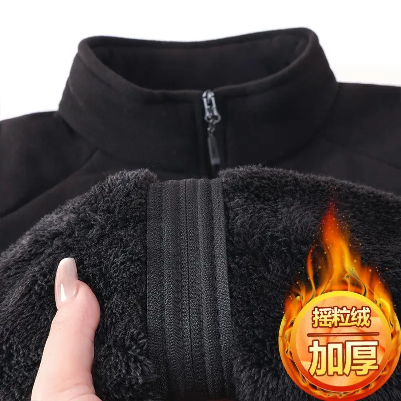 

Men's Fleece Lined Jacket Sporty Thickened Comfortable Thermal Jacket Full Zip Up Warmth Windproof Sweatshirt Streatwear Coats
