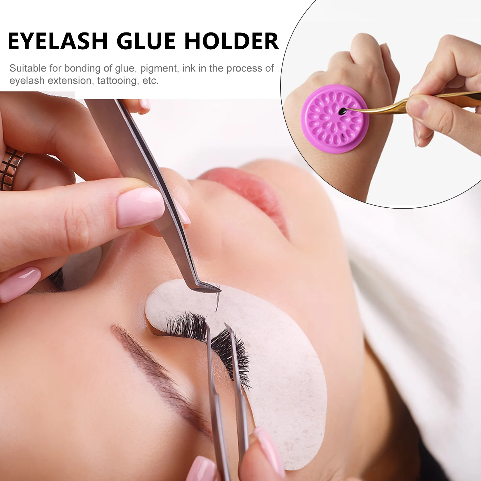 20 pçs suporte de almofada de cola de cílios compacto portátil bandeja de extensão de cílios para ligação de tinta de pigmento ferramenta organizadora de cílios postiços