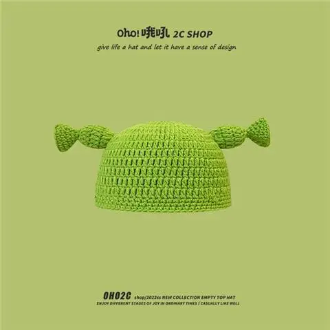 Youpin-Sombrero de lana de Shrek para mujer, Jersey de punto verde con trenzas largas, regalos de moda, otoño e invierno, 2022