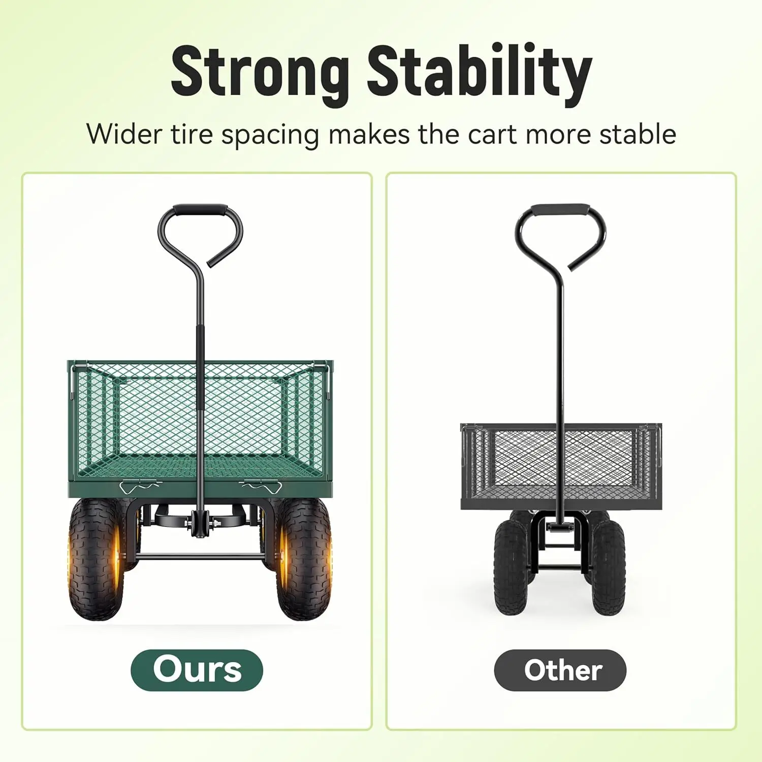 Carrito de jardín 2 en 1 de 1400 libras, carro utilitario resistente, con lados de malla extraíbles para convertir en cama plana