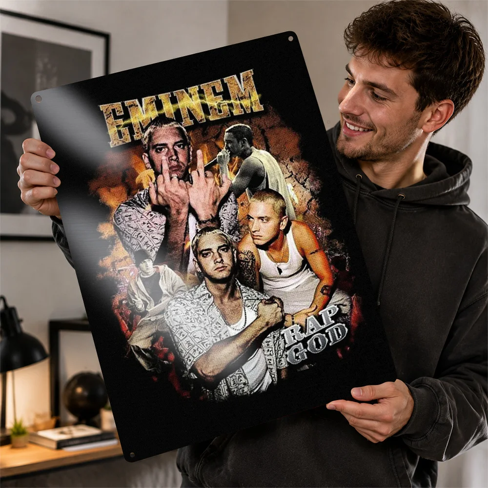 Eminem Hip Hop Collage Aluminum Poster Personalized Metal Sign Bold Lyrical Legend Wall Art Made For Urban Culture Enthusiasts