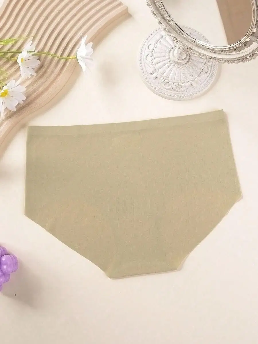 

6pcs Seamless Solid Color Triangle Briefs For Women Simple Style